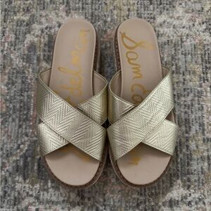Sam Edelman Metallic Gold Slide Sandals